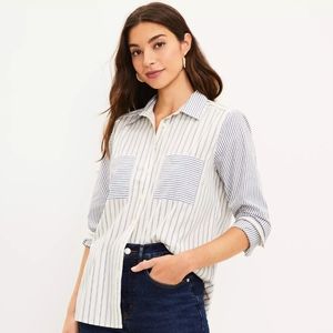 Blue striped button down shirt.  LOFT.  Size Large.
